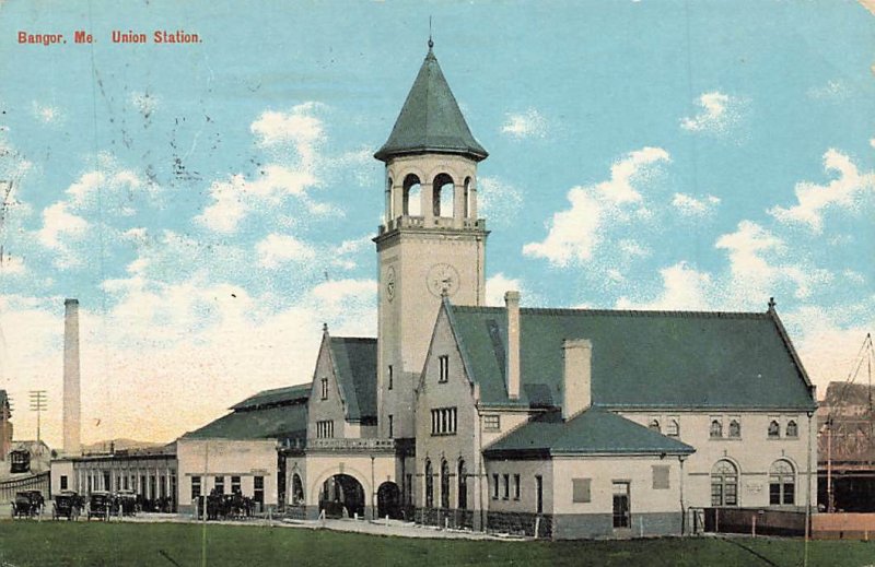 Union Station Bangor Maine Old Cars c1910 Leighton P10 