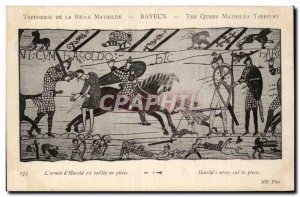 Postcard Old Bayeux Tapestry of Queen Mathilde L & # 39armee d & # 39Harold t...
