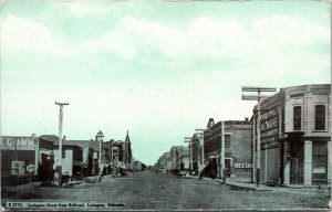 Lexington Street from Railroad dirt road Lexington Nebraska Postcard OS Kinney