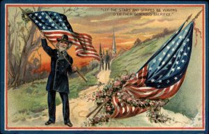 Tuck Decoration Day Civil War Soldier Veteran American Flag c1910 Postcard