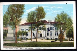 Colorado PUEBLO McClelland Public Library and Columbus Monument pm1928 - WB