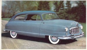 1950 Nash Airflyte, Car Dealership Advertising, 4 door, Blue,, Old Post Card