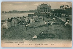 Hendaye Pyrénées-Atlantiques France Postcard The Beach and the Casino c1910