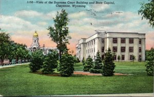 Wyoming Cheyenne Vista Of The Supreme Court Building and State Capitol 1950