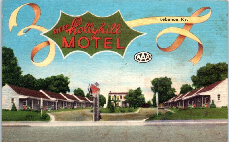 1940s Hollyhill Motel Highways 68 & 55 Lebanon Kentucky Postcard