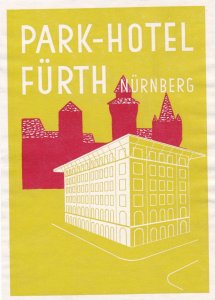 Germany Nuernberg Park Hotel Fuerth Vintage Luggage Label sk3768