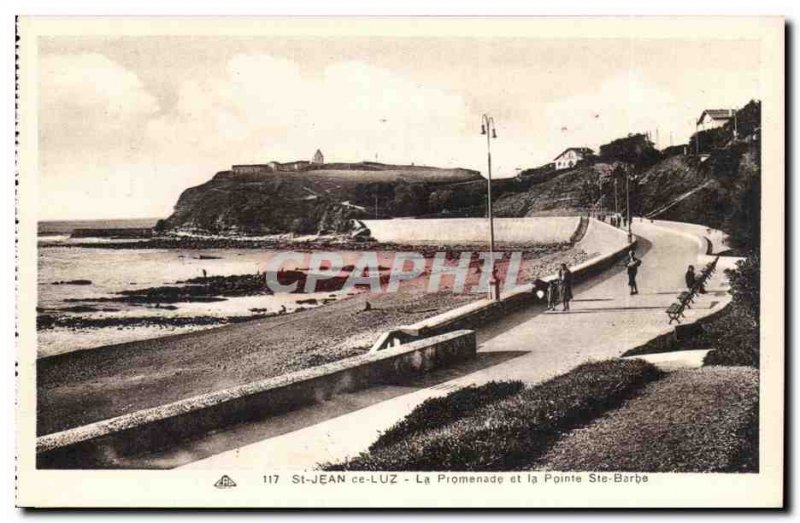 Saint Jean de Luz Old Postcard The promenade and the tip Ste Barbe