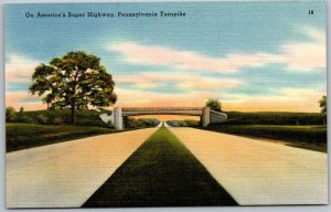 Pennsylvania Turnpike 1940s Linen Postcard America's Super Highway