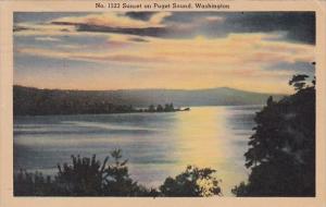 Sunset On Puget Sound Seattle Washington 1946