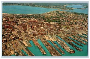 c1950's Aerial View of Buildings, Houses in Greater Portland Maine ME Postcard