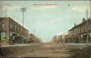 Durand MI Main St. c1910 Postcard