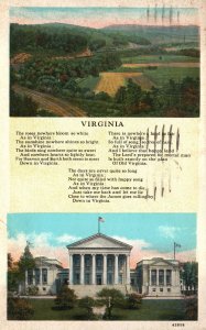 Vintage Postcard 1932 A Poem For A Beautiful State And Its Landmarks Virginia