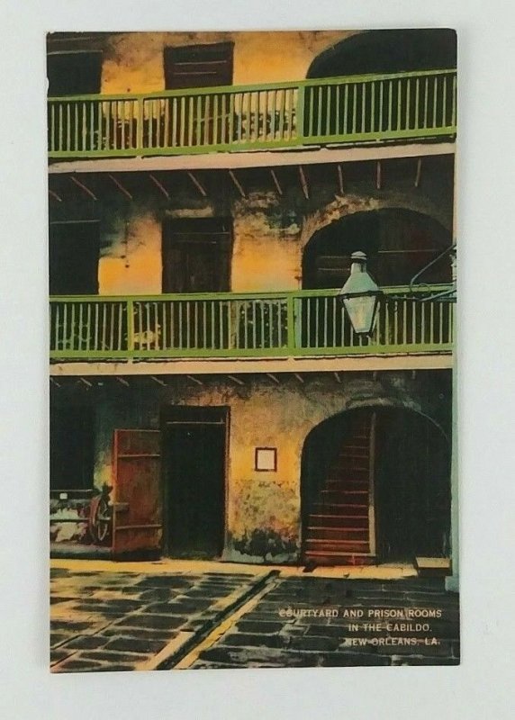 1930s-40s Cabildo Prison Courtyard New Orleans Postcard Unposted Linen 