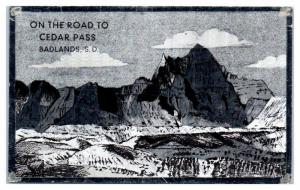 On the Road to Cedar Pass, Badlands, SD Foilex Postcard