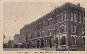 First National Bank on Main Street - Groton NY, New York - pm 1918 - WB