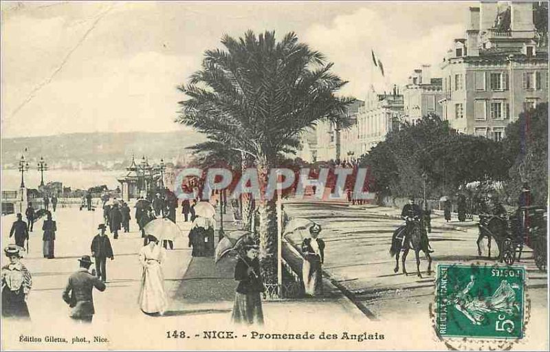 Postcard Old Nice Promenade des Anglais Horse Militaria