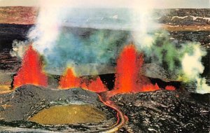 Eruption of Mauna Loa Volcano In Hawaii National Park View Postcard Backing 