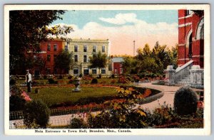 Main Entrance To Town Hall, Brandon, Manitoba, Antique Valentine & Sons Postcard