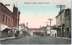 CHEHALIS, WA Washington  Chehalis Ave STREET SCENE  c1910s  Handcolored Postcard