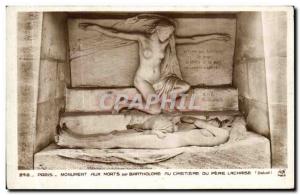 Old Postcard Paris Monument Aux Morts by the Cimetiere Pere Lachaise Bartholome
