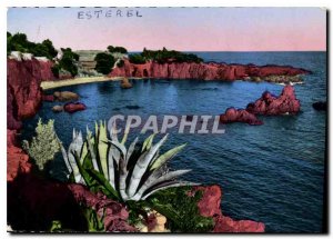 Postcard Modern Riviera cove and red rocks of the Esterel