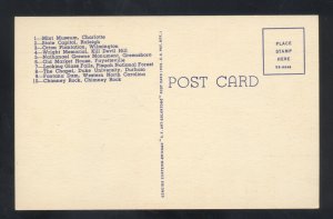 NORTH CAROLINA NC STATE MAP VINTAGE LINEN POSTCARD