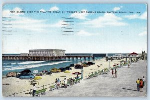 1952 Daytona Beach Florida Postcard Pier Casino Atlantic Ocean Famous Dock Port