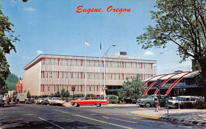 Lane County Court House, Eugene, Oregon Street Scene c1960s Vintage Postcard