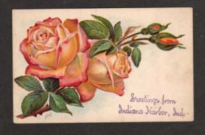 IN Greetings from INDIANA HARBOR IND Postcard PC Roses