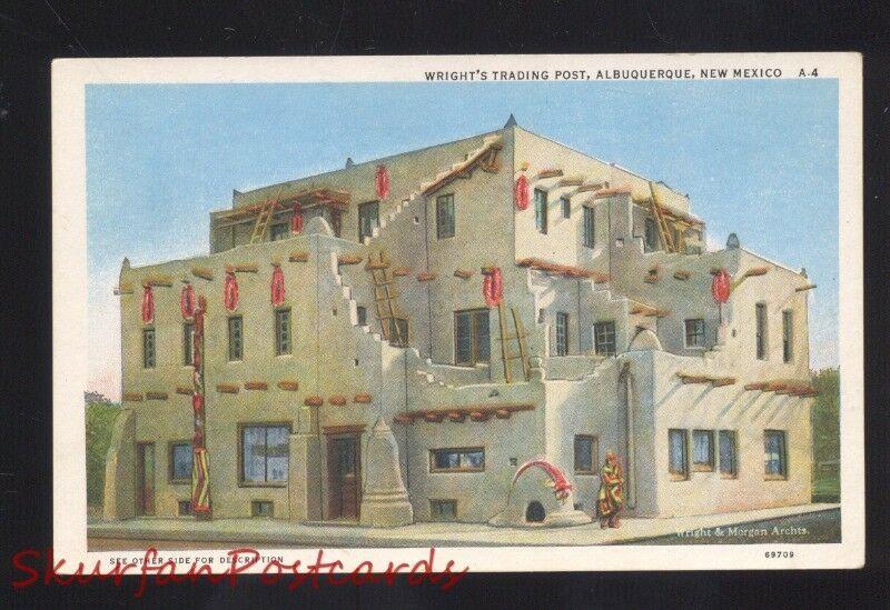 ALBUQUERQUE NEW MEXICO ROUTE 66 WRIGHT'S TRADING POST VINTAGE OLD POSTCARD