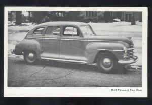 1948 PLYMOUTH FOUR DOOR VINTAGE CAR DEALER ADVERTISING POSTCARD MOPAR