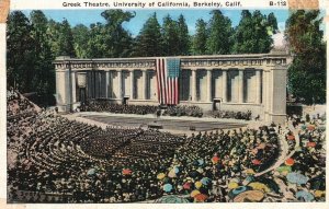 Vintage Postcard 1930's Greek Theatre University of California Berkeley Calif CA