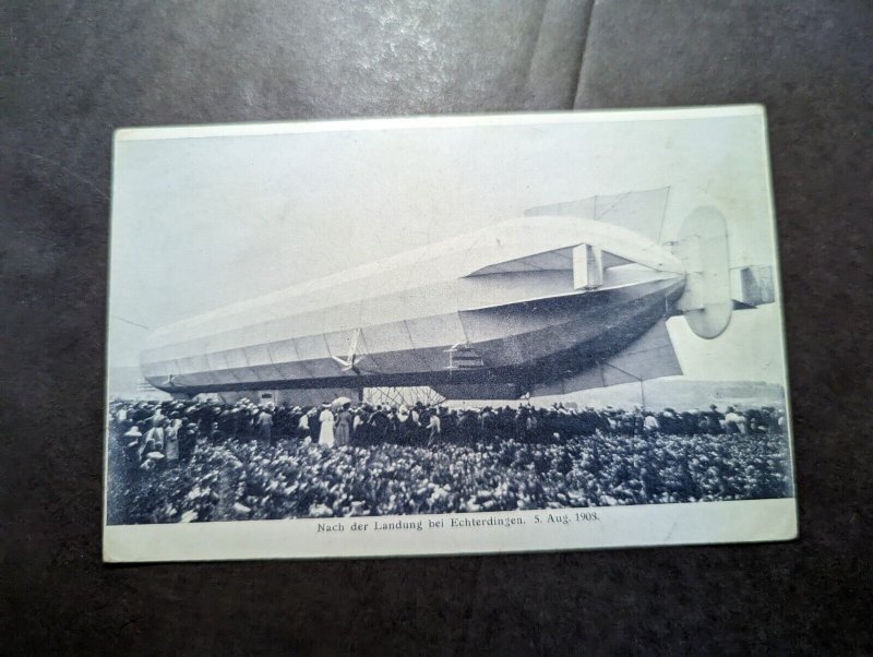 Mint Germany Zeppelin RPPC Postcard Landing at Echterdingen 1908