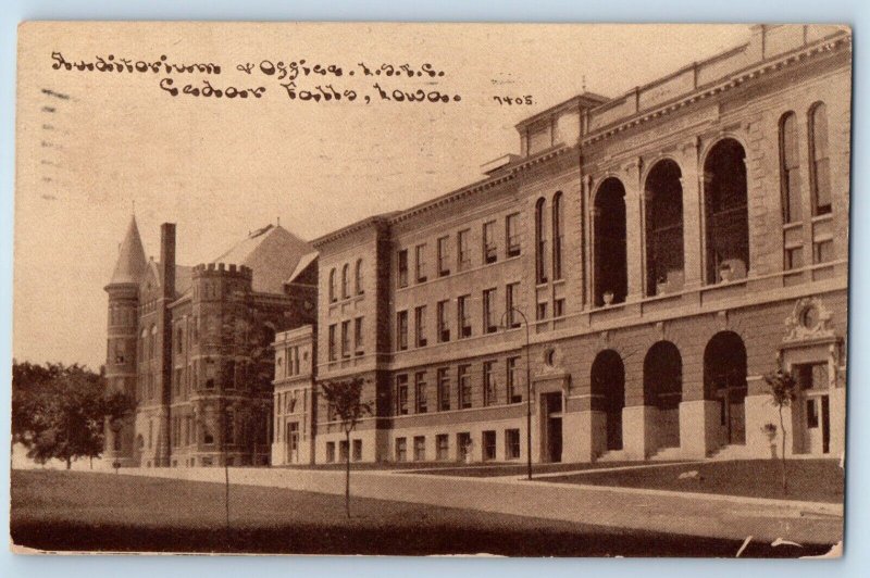 Cedar Falls Iowa Postcard Auditorium Office ISTC Exterior Building c1911 Vintage