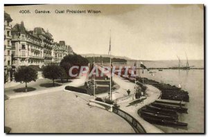 Postcard Old Pier Geneve President Wilson