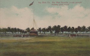 KEY WEST BARRACKS PARADE GROUNDS KEY WEST FLORIDA MILITARY POSTCARD (c. 1910)