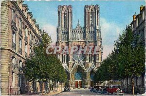 Modern Postcard Reims Cathedral of Reims and John Rockefeller Street