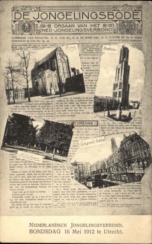 De Jongelingsbode Multi View Newspaper Border Utrecht Netherlands Postcard