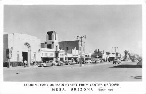 Postcard RPPC 1940s Arizona Mesa Main Bank autos Marquee Frasher AZ24-2403