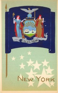 NEW YORK 1950s Limited Edition Original Serigraph Postcard State Flag
