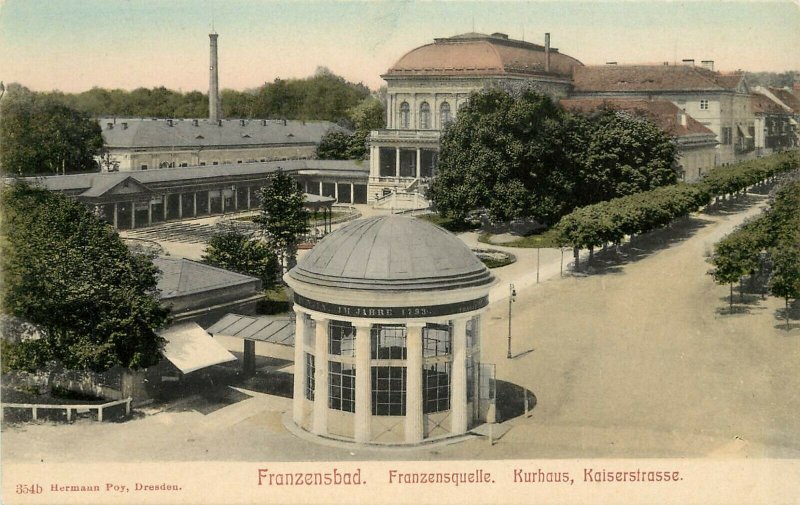 Postcard; Franzensbad, Franzensquelle, Kurhaus, Kaiserstrasse Czech Republic