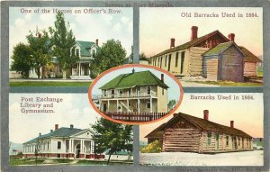 c1910 Multiview Postcard Scenes at Fort Missoula MT Library Gym Barracks etc.