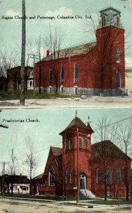 Indiana Columbia City Baptist Church and Parsonage & Presbyterian Church 1914