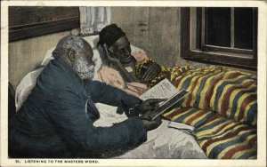 Black Man Reading Bible to Old Woman The Masters Word c1910 Postcard