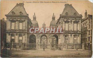 Old Postcard Lyon City Hall Facade and Place de la Comedie