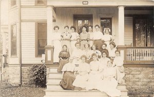 G41/ Cedar Falls Iowa RPPC Postcard 1908 Cotton Hall Girls Porch Home