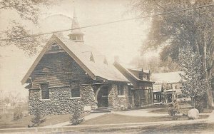 Walpole NH Stone Building in 1911 Real Photo Postcard