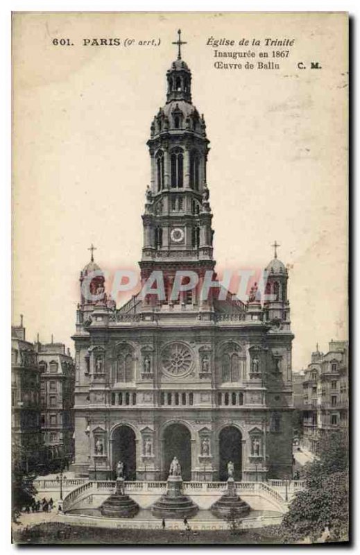 Postcard Old Paris 9 stop Inaguree Church of the Trinity in 1967