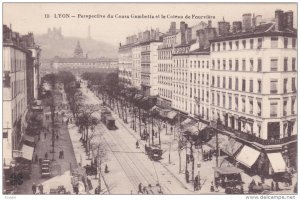 LYON, Rhone, France, 1900-1910's; Perspective Du Cours Gambetta Et le Coteau ...