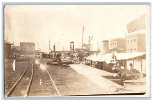 c1910's US Navy Custom Port Military Railroad Steamer RPPC Photo Postcard 